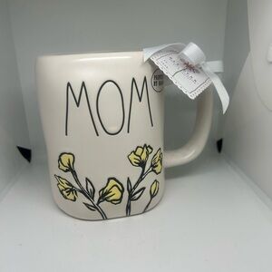 Mom Floral Ceramic Mug - white with Yellow Flowers